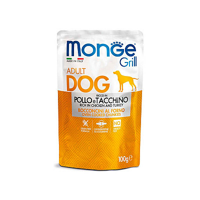 Вологий корм для собак Monge Dog GRILL з куркою та індичкою