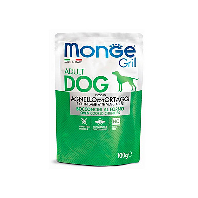 Вологий корм для собак Monge Dog GRILL з ягням та овочами  