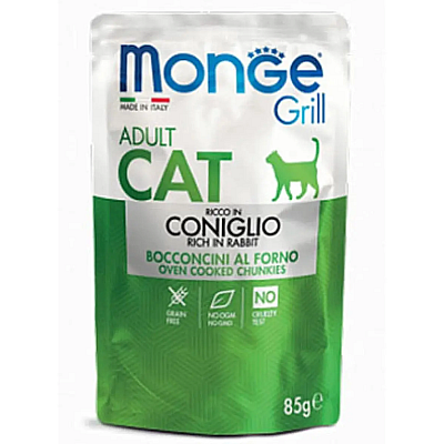 Влажный корм для котов Monge Cat GRILL Adult кролик 
