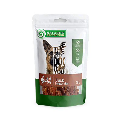 Ласощі для собак, смужки з качиної грудки, Nature's Protection Snacks For Dogs, Duck Breast Strips з качкою