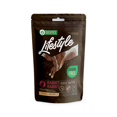 Ласощі для собак Nature's Protection Lifestyle snacks  сушені кролячі вуха з кроликом