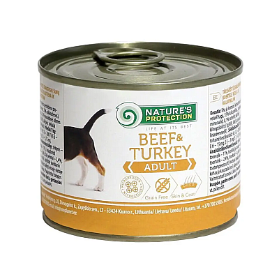 Консерви Natures protection ADULT BEEF and TURKEY з телятиною та індичкою для дорослих собак
