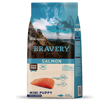 Сухий корм для цуценят дрібних порід BRAVERY Salmon Mini Puppy з лососем
