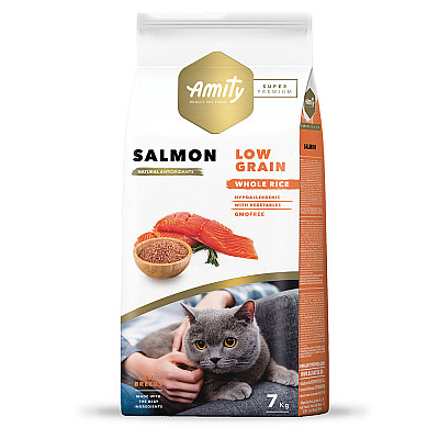 Сухой корм для кошек Amity Super Premium Low Grain Salmon Adult Cat с лососем