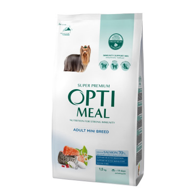Сухий корм для дорослих собак мініатюрних порід Optimeal Dog Adult Mini з високим вмістом лосося