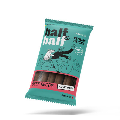 Ласощі для собак Half&Half у формі м'ясних паличок з яловичиною