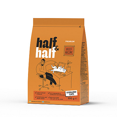 Сухой корм Half&Half для стерилизованных кошек, с говядиной