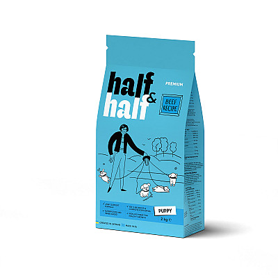 Сухий корм Half&Half для цуценят усіх порід, із яловичиною