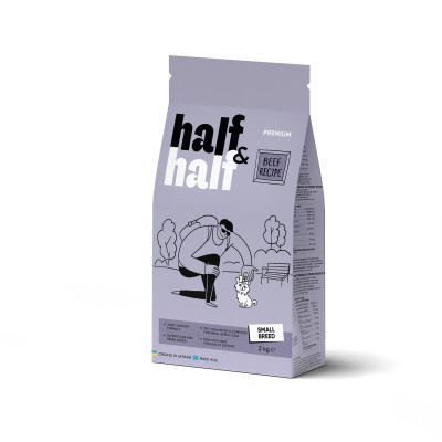 Сухой корм Half&Half для взрослых собак маленьких пород, с говядиной