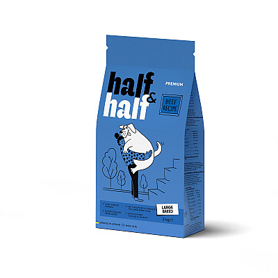 Сухий корм Half&Half  для дорослих собак великих порід, із яловичиною