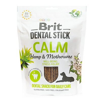 Ласощі для собак Brit Dental Stick Calm заспокійливі, коноплі та пустирник, 7 шт