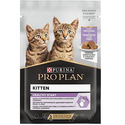 PRO PLAN Kitten Healthy Start (пауч) Влажный корм для котят кусочки в паштете с индейкой