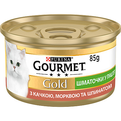 Шматочки Gourmet Gold (Гурмет Голд) в паштеті "Террін" з качкою, морквою та шпинатом по-французьки для котів