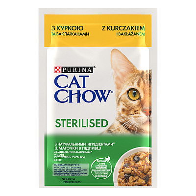 Вологий корм для стерилізованних котів Purina Cat Chow Adult Sterilised з куркою та баклажанами