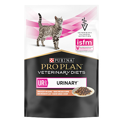 Влажный корм для кошек Purina Pro Plan Veterinary Diets UR ST/OX Urinary для растворения и снижения образования струвитных камней, с лососем