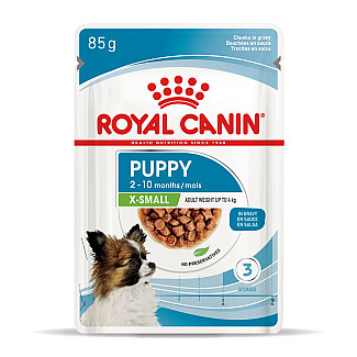 Влажный корм для щенят мелких пород Royal Canin Puppy X-Small  кусочки в соусе, 85 г