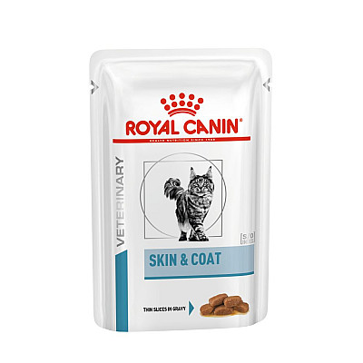 Вологий корм для дорослих котів Royal Canin Skin & Coat шматочки в соусі