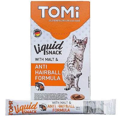 Жидкое лакомство для котов TOMi Liquid Snack Malt & Hairball Выведение Шерсти с солодом