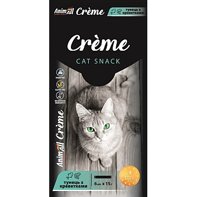 Лакомство AnimAll Сrème для кошек, со вкусом тунец с креветками